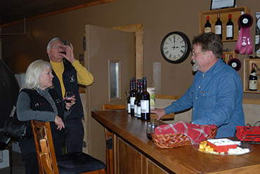 Sampling the wines at Plaisance Ranch